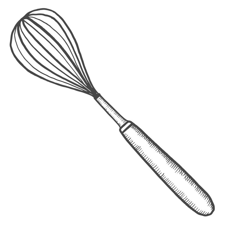 Fouetter les ustensiles de cuisine solated doodle croquis dessinés à la main avec style de contour