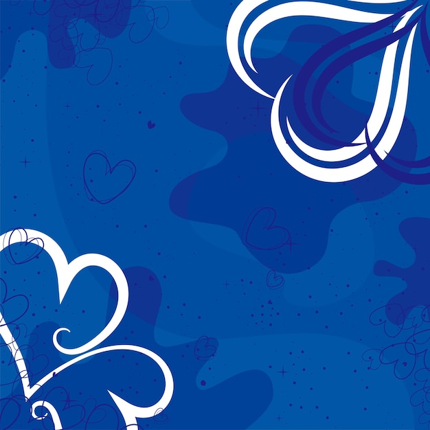 Foulard Dessin Abstrait Avec Motif Coeur Sur Fond Bleu