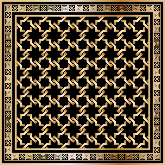 Foulard à Motif Doré Sur Fond Noir Avec Bordure