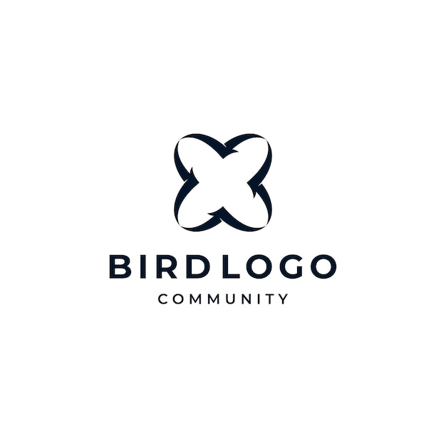 Vecteur foule oiseau animal lettre initiale x logo design inspiration