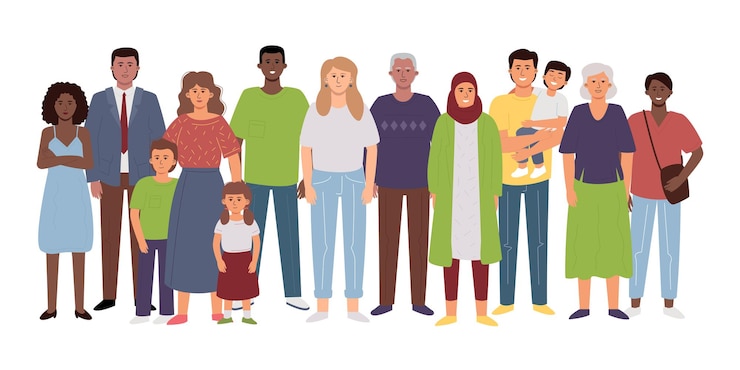 Vecteur une foule de personnes diverses, de voisins.