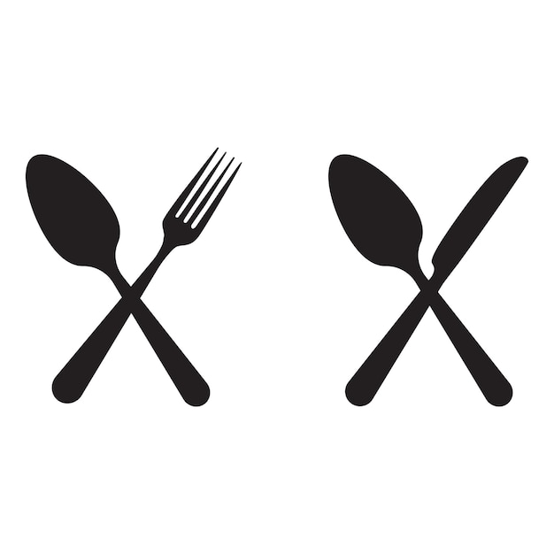 Fourchette Cuillère Sknife Logo Vecteur Croisé