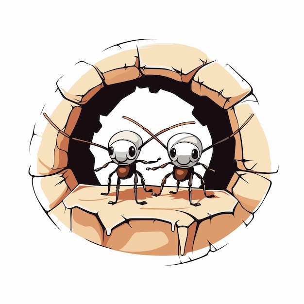 Des Fourmis Brisant Le Trou Dans Le Mur Illustration Vectorielle