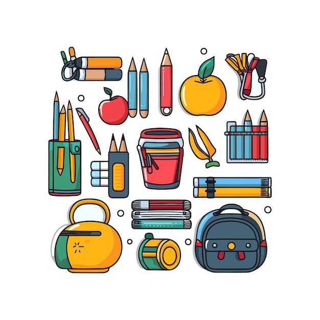 Vecteur fournitures scolaires de clip art