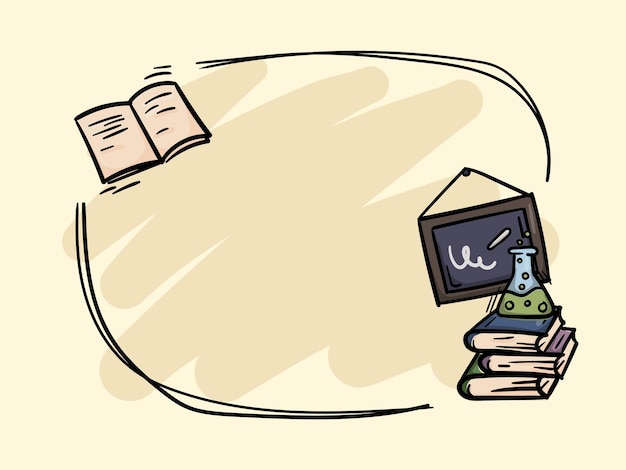 fournitures scolaires illustration avec des livres cahier de bord scolaire et flacon de produits chimiques