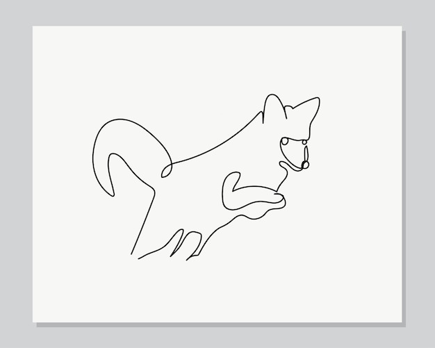 Fox Sautant Une Illustration Continue D'une Ligne