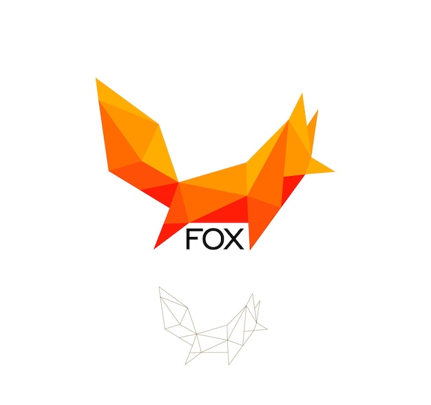 Vecteur fox signe géométrique chat chien abstrait polygonale vecteur logo modèle origami couleur orange low poly