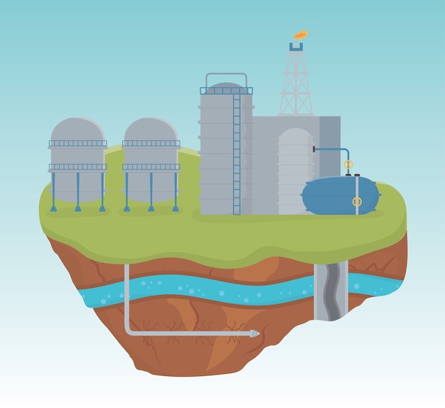 Vecteur fracking de processus de production d'usine de l'industrie