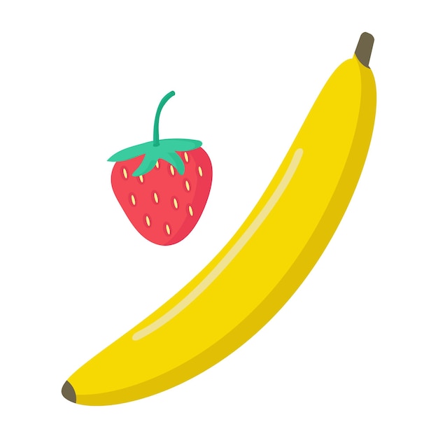 Fraise Et Banane Sur Fond Blanc Pour La Conception De Clipart