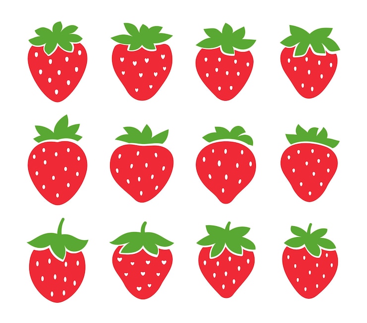 Vecteur fraise rouge et feuilles vertes les fruits sucrés donnent une gâterie estivale rafraîchissante
