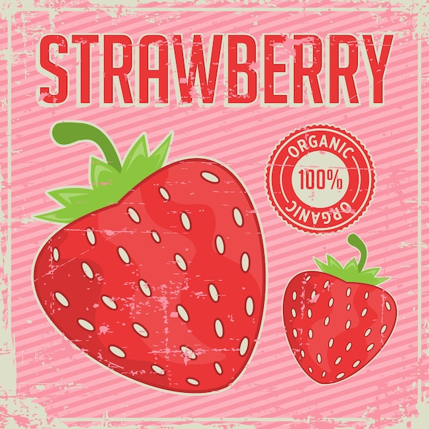 Fraise Vintage Retro Signage Vector