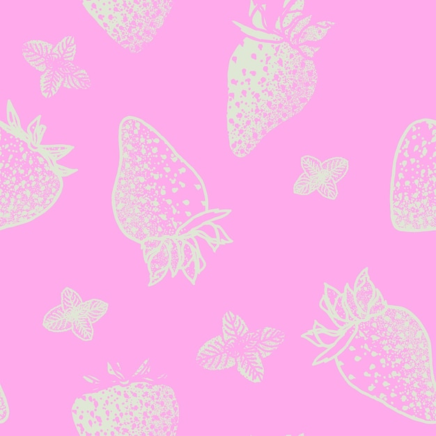 Vecteur des fraises avec une texture en pulvérisation, une illustration de la conception, un motif sans couture.