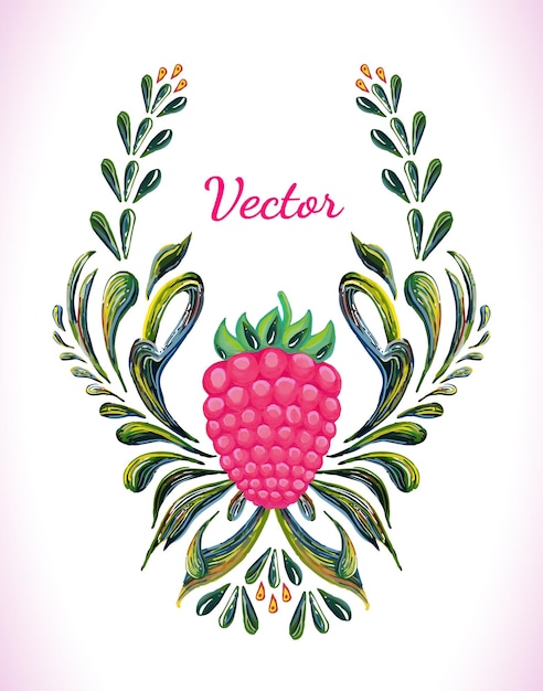 Vecteur framboise peinte à la main