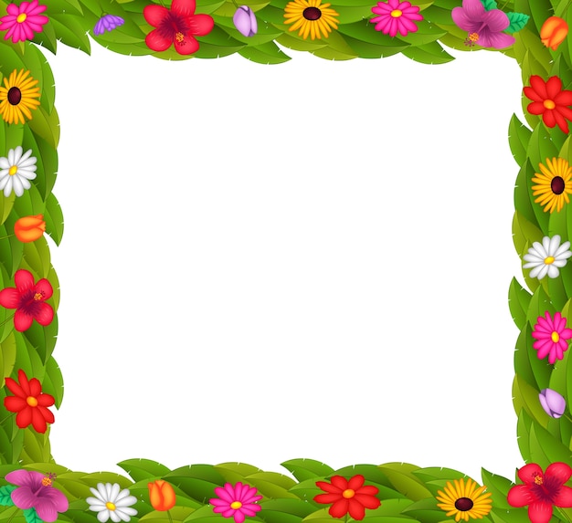 Frame Design Avec Des Fleurs Colorées