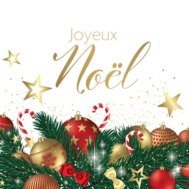 Français Joyeux Noël Brillant Flocons De Neige Illustration Fond