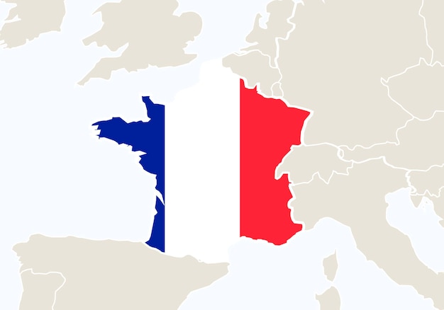 France Avec Carte De France En Surbrillance. Illustration Vectorielle.