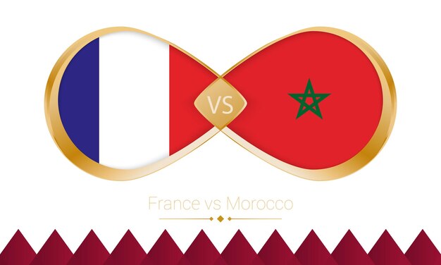 La France contre l'icône en or du Maroc pour les demi-finales du match de Football 2022