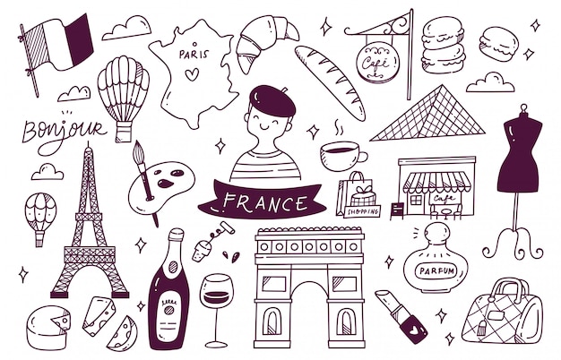 France Travel Destination Doodle