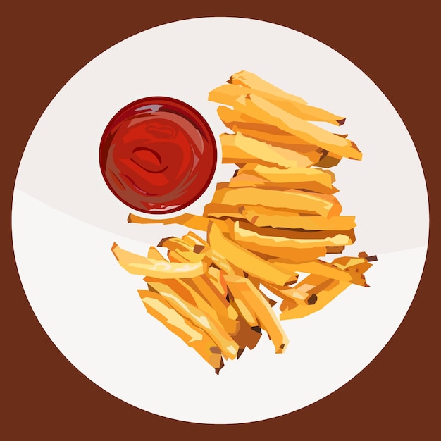 Vecteur french fries with chili sauce on a plate