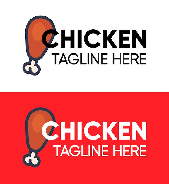 Fried Chicken Cafe Shop Logo Sur Rouge Et Blanc