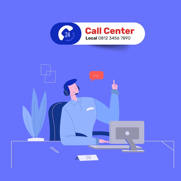 Friendly Man Call Center Service Répondre à La Question