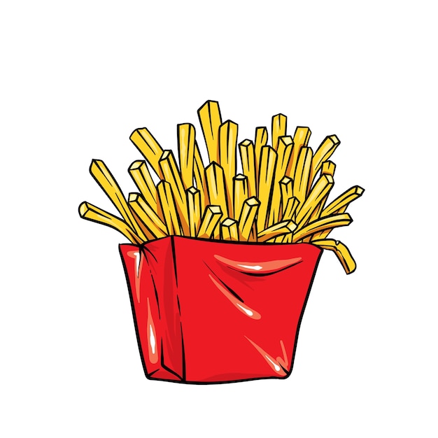 Frites Dans Une Boîte Lumineuse. Illustration Réaliste.