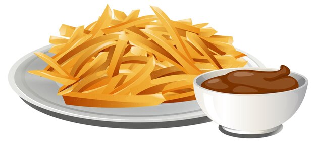 Des Frites Délicieuses Avec De La Sauce De Trempage