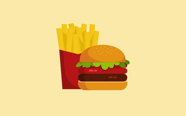 Des frites et des hamburgers illustration vectorielle de cliparts de dessins animés