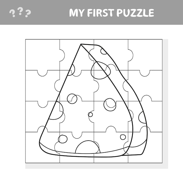 Fromage De Dessin Animé. Puzzle. Associez Les Pièces Et Complétez Le Tableau. Jeu éducatif Pour Enfants, Page D'activités Pour Enfants - Mon Premier Livre De Puzzle Et De Coloriage