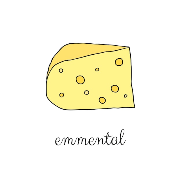 Vecteur fromage emmental coloré dessiné à la main