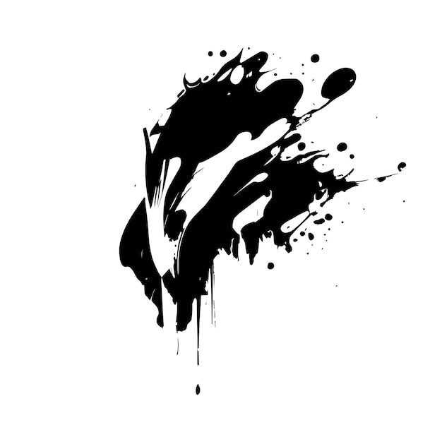 Vecteur frotte des taches de peinture noire sur un fond blanc couleurs sombres