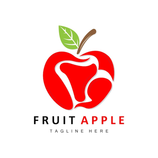 Fruit Apple Logo Design Vecteur De Fruits Rouges Avec Illustration D'étiquette De Marque De Produit De Style Abstrait