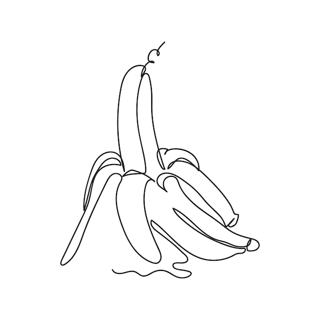 Fruit de banane Art d'une ligne Fruit de Banane vecteur noir et blanc