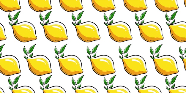 Fruit De Citron Vectoriel Avec Un Fond Sans Couture