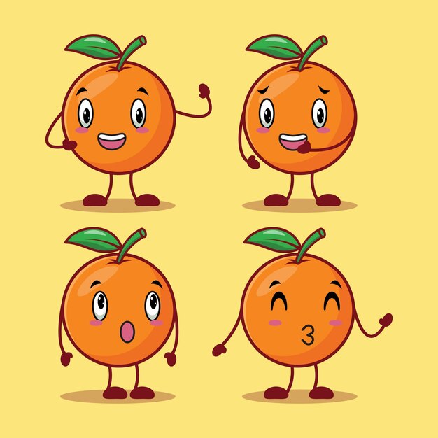 Fruit Orange, Dessin Animé, Mignon, Caractère, Illustration