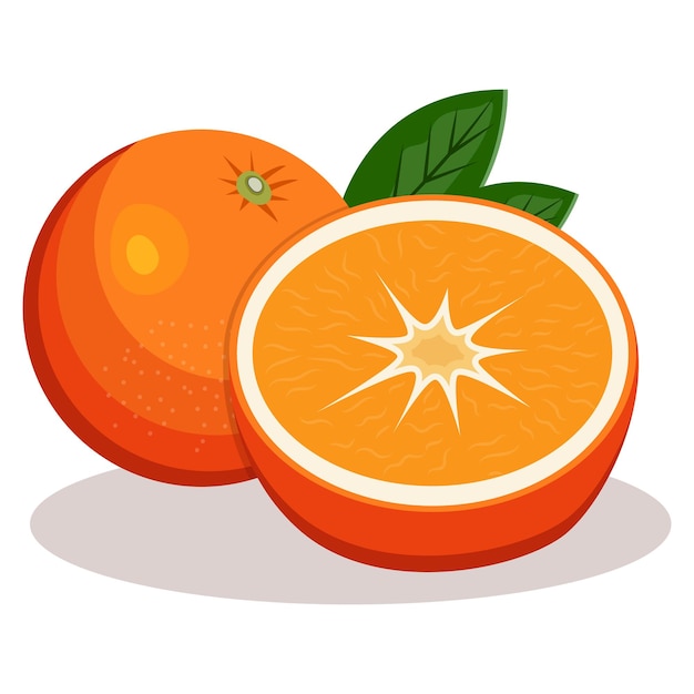 Fruit orange avec feuilles illustration vectorielle