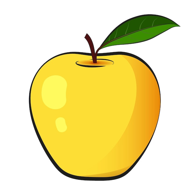 Fruit de pomme jaune frais Illustration vectorielle isolée sur fond blanc