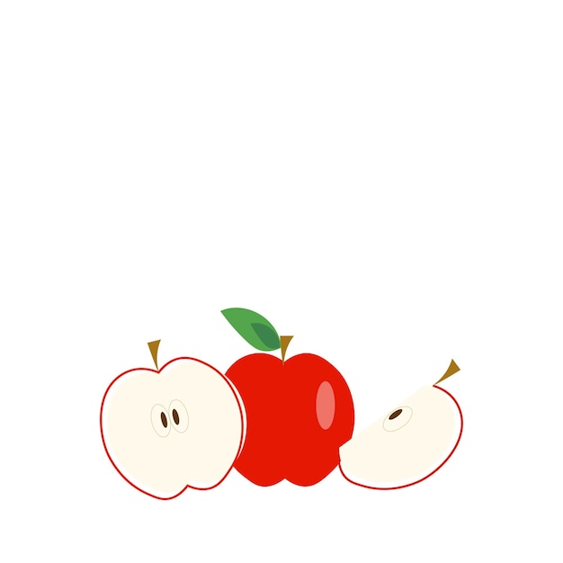 Fruit pomme rouge isolé sur fond blanc. Illustration vectorielle avec espace de copie.