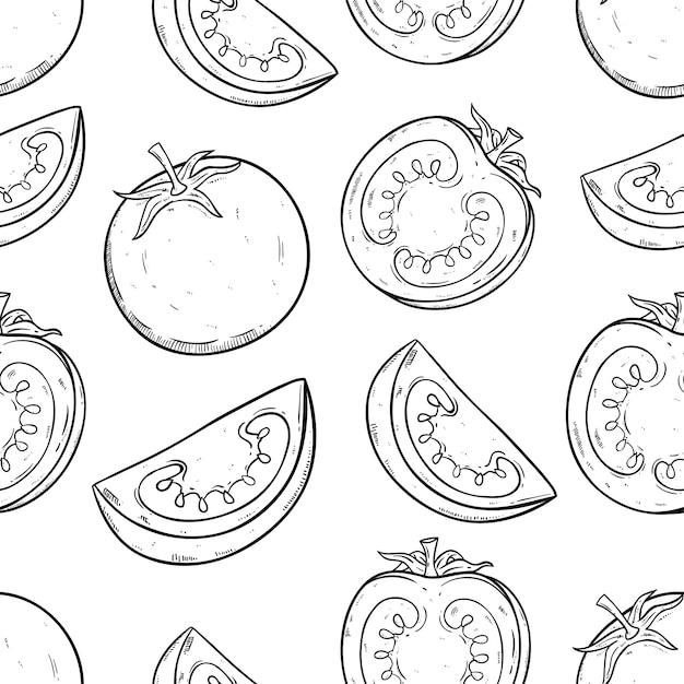 Fruit De Tomate En Jacquard Sans Couture Avec Style Doodle