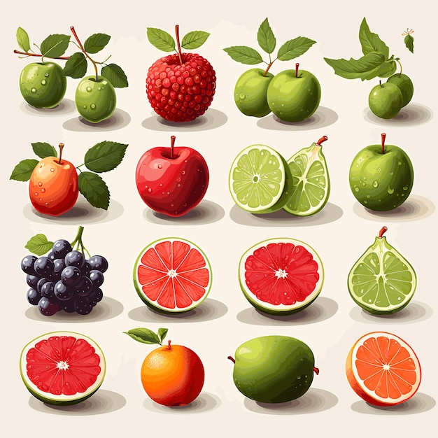 Fruits Baies Collection D'icônes Colorées
