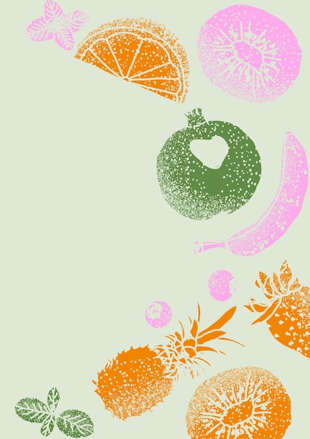 Vecteur fruits avec dessin d'illustration de texture en pulvérisation