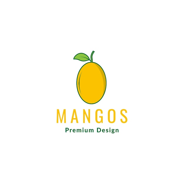 Fruits Frais Mangue Ligne Orange Logo Vert Symbole Icône Vecteur Conception Graphique Illustration Idée
