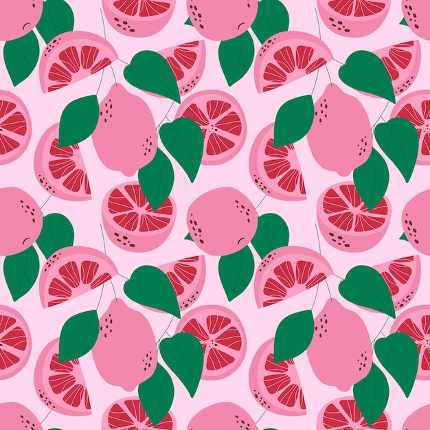 Des fruits à motif sans couture sur fond rose Illustration vectorielle