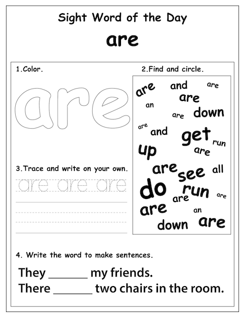 Fry List Of Sight Words, Activités Numériques Pour Les Enfants, Feuille De Travail Pour Les Mots à Vue Pour La Maternelle