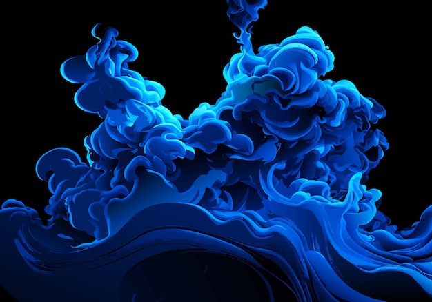 Fumée bleue sur fond noir