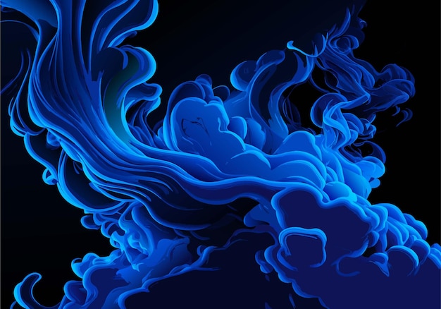 Fumée bleue sur fond noir