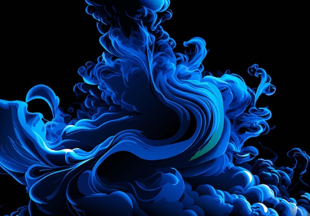 Vecteur fumée bleue sur fond noir