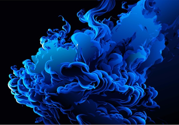 Fumée bleue sur fond noir