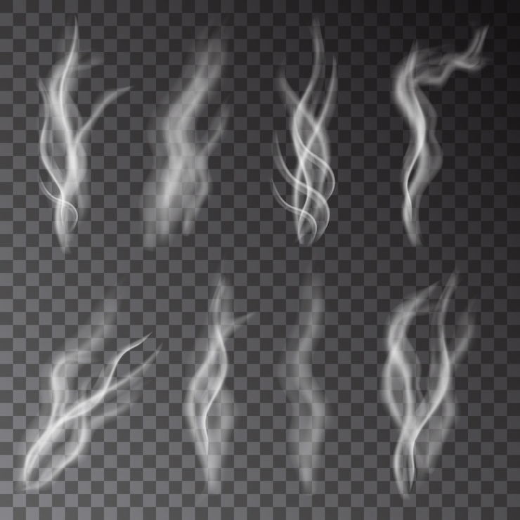 Vecteur fumée de cigarette blanche isolée sur fond transparent
