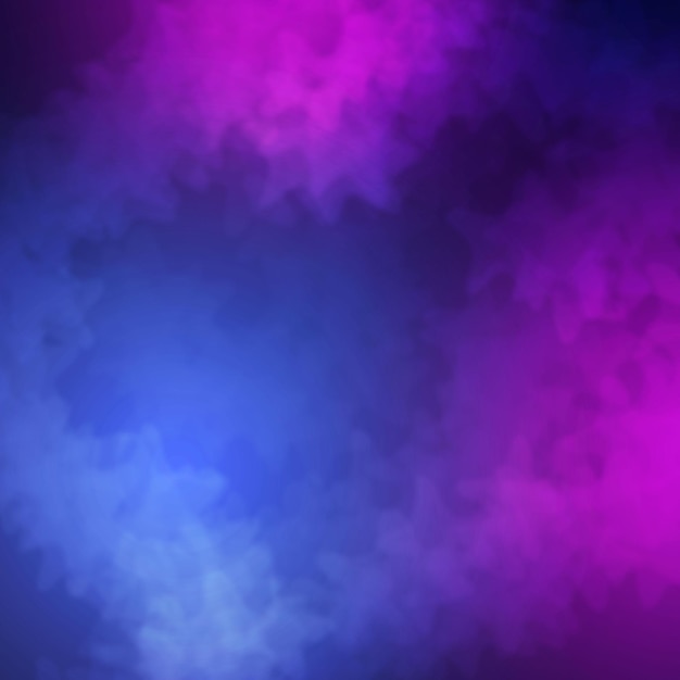 Vecteur fumée colorée. brouillard au néon. éclaboussures de couleurs violettes, bleues sur fond abstrait brumeux